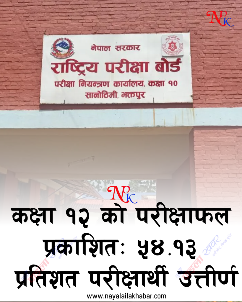 कक्षा १२ को परीक्षाफल प्रकाशित: ५४.१३ प्रतिशत परीक्षार्थी उत्तीर्ण