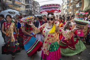 Tharu community women in traditional attire dance during Maghi festival celebrations, in Chabahil, Kathmandu, Nepal, Tuesday, Jan. 15, 2019. The festival marks the New Year of the Tharus which is one the major ethnic groups in Nepal.

POST PHOTO:PRAKASH CHANDRA TIMILSENA/KANTIPUR