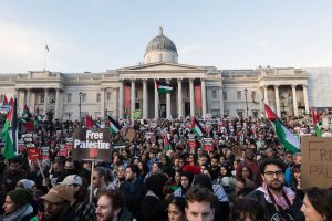 People attend a rally at Trafalgar Square in London on November 4. Wiktor Szymanowicz/Anadolu/Getty Images